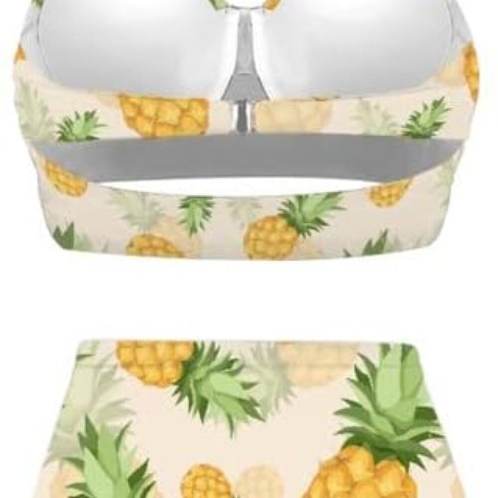 Butterfly Women's Retro Ruched Ruffle High Waist Bikini Set - Picture 3 of 3